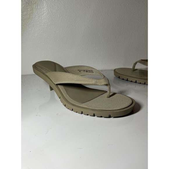 Zara Flip Flop Kitten Heels Sandals Sage Light Green Womens Size 41 - Picture 4 of 16